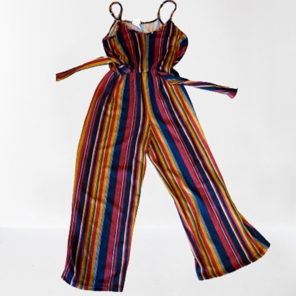 Striped Sleeveless Jumpsuit Caution to the Wind S